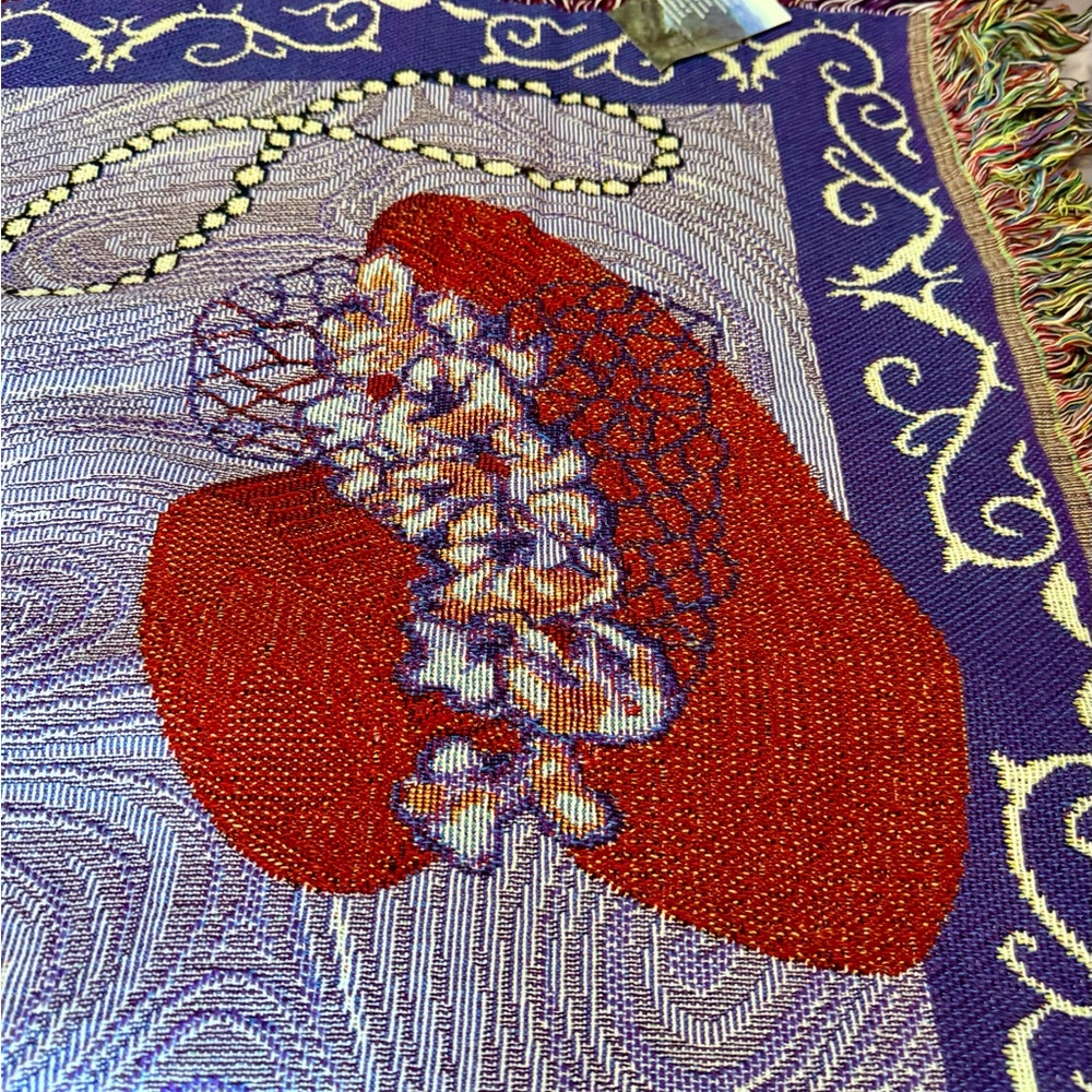 Vintage jacquard woven LG handmade tapestry. Women’s accessories pattern, USA